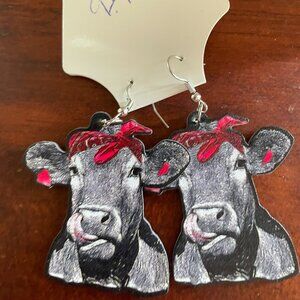 Bundle 3 for $12.  Kitschy Cow Dangle Earrings